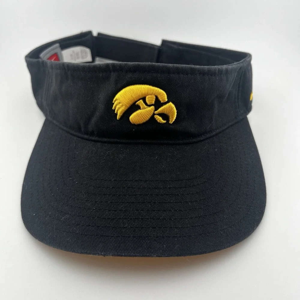 Nike Iowa Hawkeyes Visor Black Yellow Embroidered Logo One Size NCAA